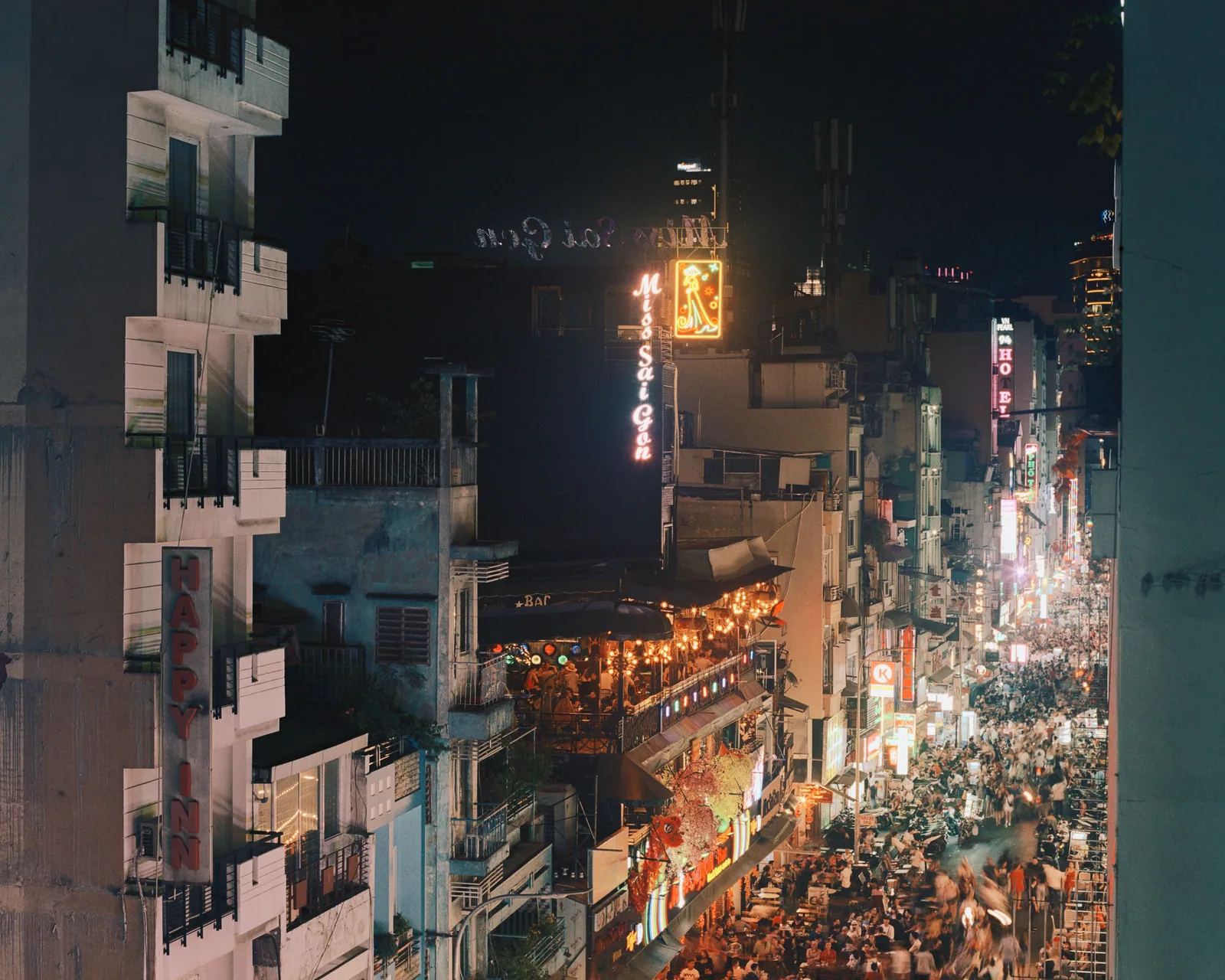 Saigon Backpack St Rooftop Night